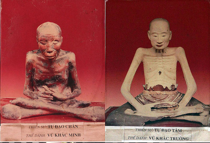 Nhục thân của 2 vị Thiền Sư Vũ Khắc Minh và Thiền Sư Vũ Khắc Trường tại chùa Đậu (Hà Nội)