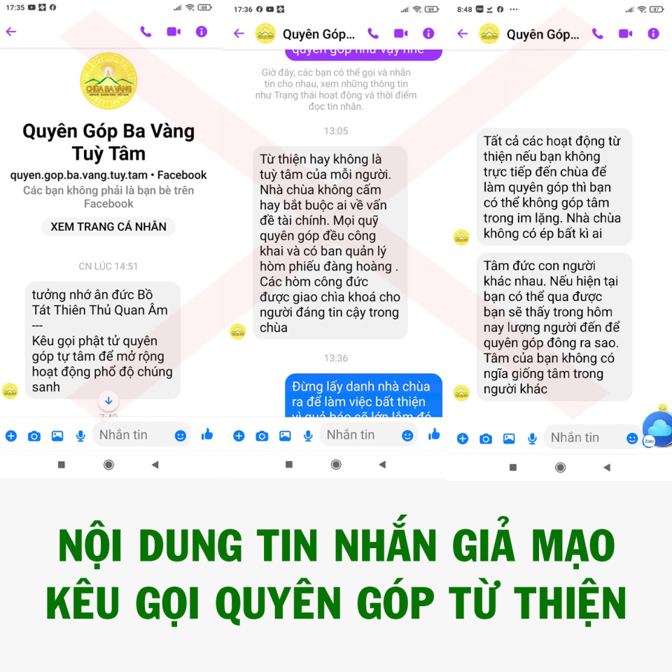 Nội dung tin nhắn do tài khoản Facebook 