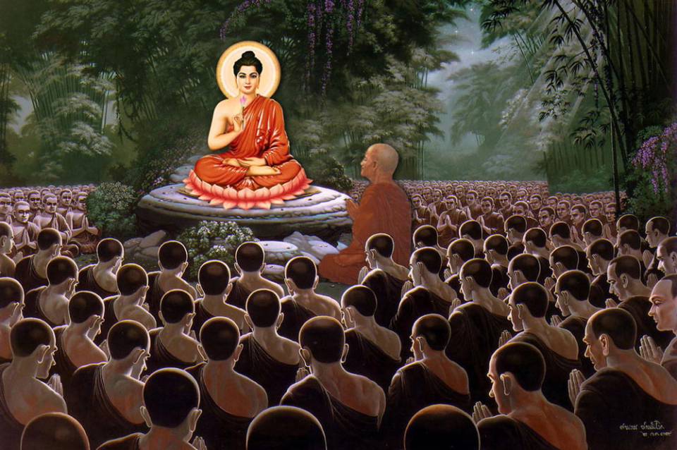 Ngài Đại Ca Diếp lãnh hội ý của Phật khi Đức Phật giơ một bông hoa sen lên (ảnh minh họa)