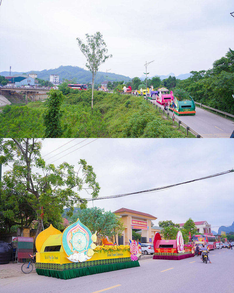 Xe hoa đã đi khắp các đoạn đường thị trấn Quy Đạt