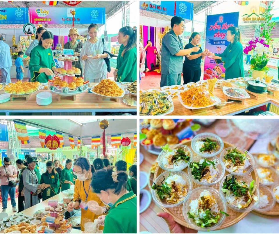 Gian hàng phục vụ đồ ăn miễn phí cho quý Phật tử, Nhân dân gần xa về tham dự lễ hội và chiêm bái Xá lợi Đức Phật