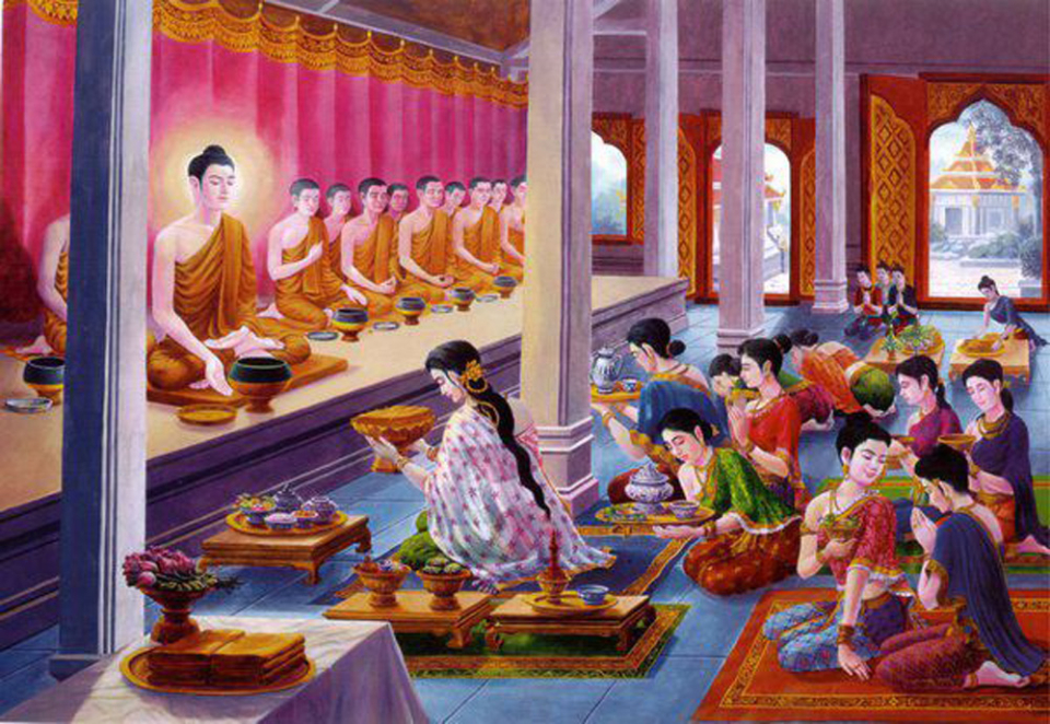Cúng dường chư Tăng an tu sinh ra công đức phúc báu rất lớn (Ảnh minh họa)