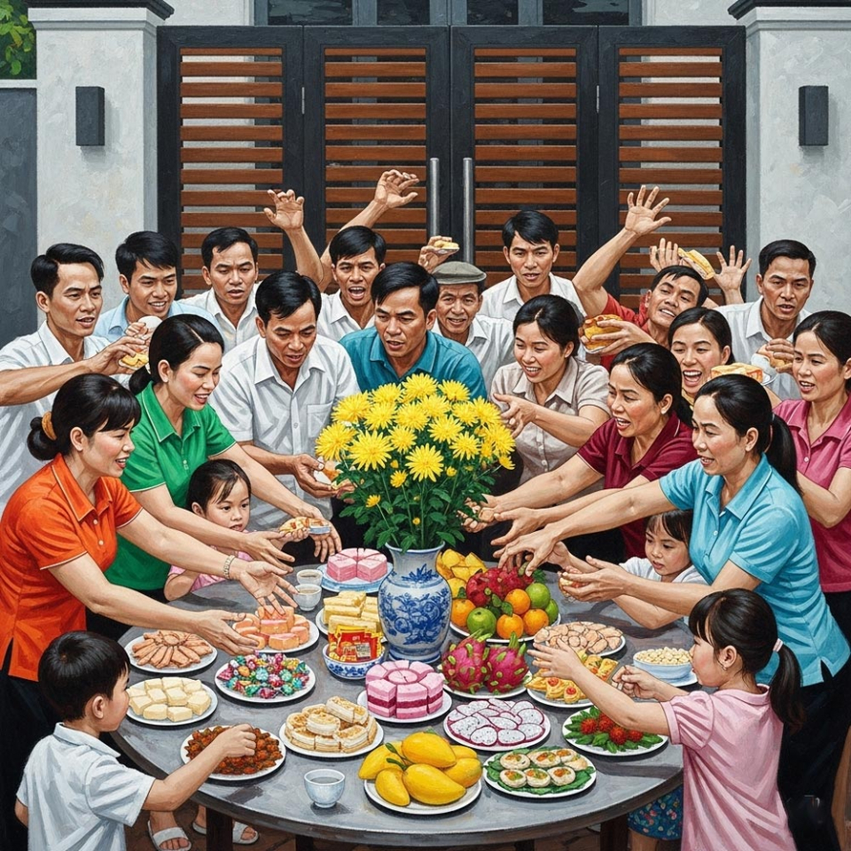 Tranh cướp đồ cúng của lễ cúng cô hồn rằm tháng 7 không phải việc làm mang lại lợi ích (ảnh minh họa)