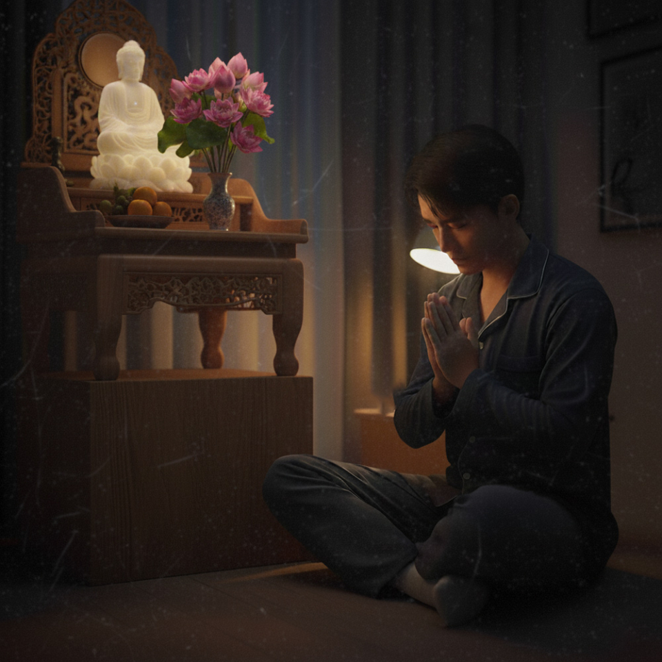 Cuối mỗi ngày, chúng ta nên kiểm lại các lỗi lầm và sám hối với Đức Phật (Ảnh minh họa)