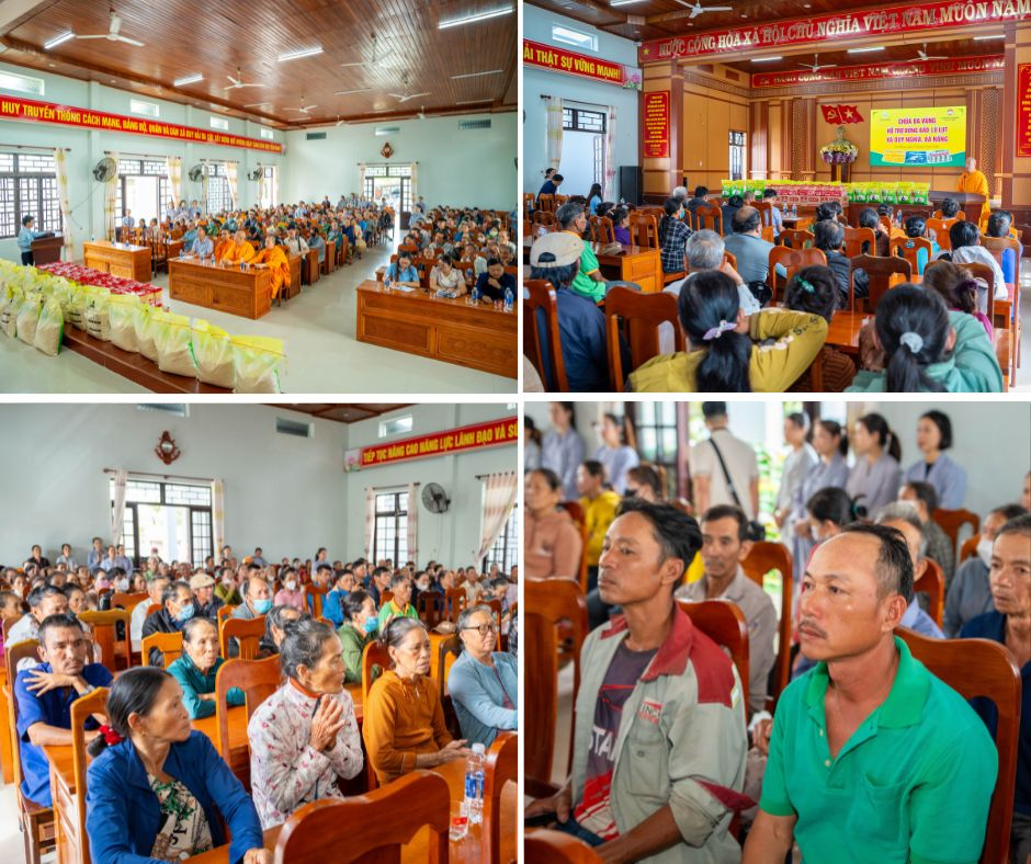 Tại xã Duy Nghĩa (Đà Nẵng), Thầy Thích Trúc Thái Minh đã gửi lời thăm hỏi, động viên và trao những phần quà ý nghĩa tới bà con