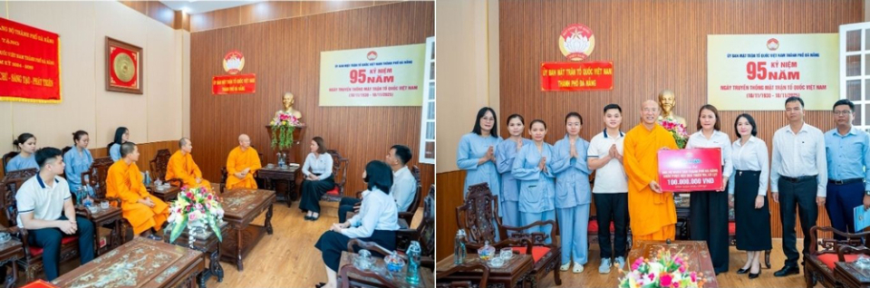 Tại Ủy ban MTTQVN thành phố Đà Nẵng, chùa Ba Vàng đã trao gửi tình cảm và sự sẻ chia, chung tay hỗ trợ bà con