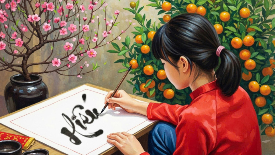 Người đặt chữ hiếu đầu tiên vào việc khai bút sẽ điều chỉnh hành vi để kết quả tốt đẹp trong cả năm (Ảnh minh họa)