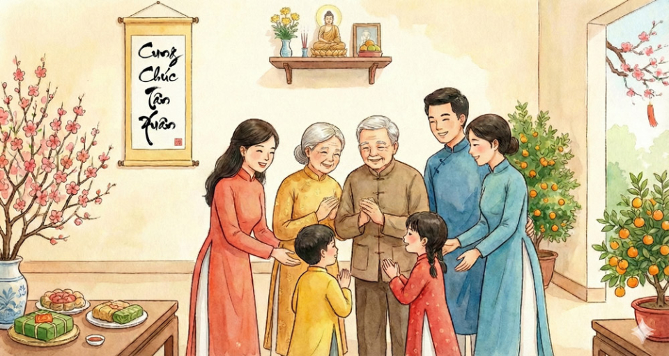 Chúng ta hãy trao nhau những lời chúc tết bằng tâm chân thành, yêu thương (Ảnh minh họa)