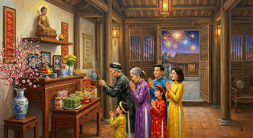 Tết là dịp gia đình đoàn viên, hướng tâm tri ân nguồn cội (Ảnh minh họa)
