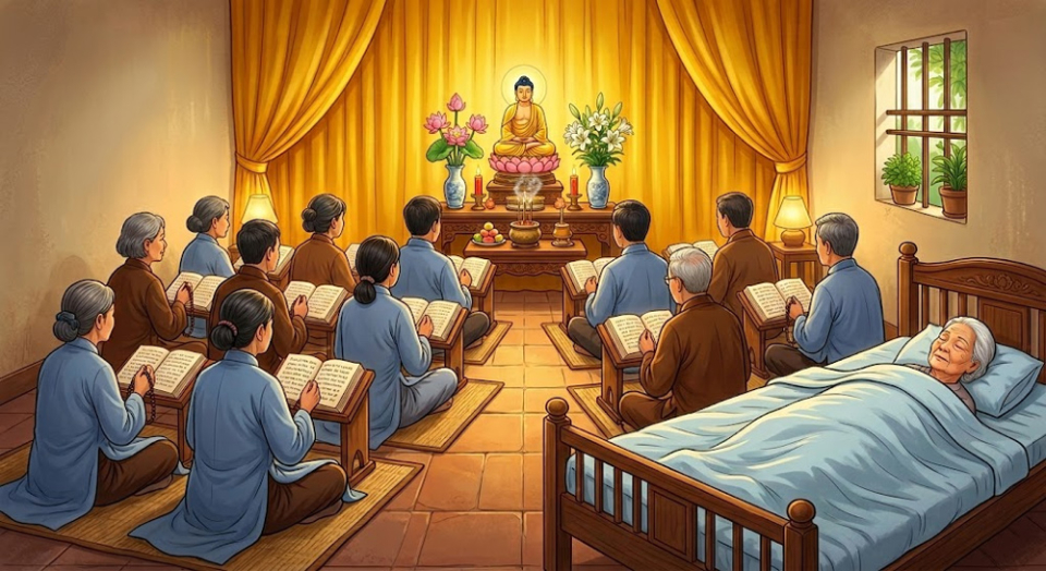 Hộ niệm là phương pháp giúp cho người sắp mất có một cận tử nghiệp thiện lành, giúp quyết định chỗ tái sinh cao tốt trong kiếp sau (ảnh minh họa)