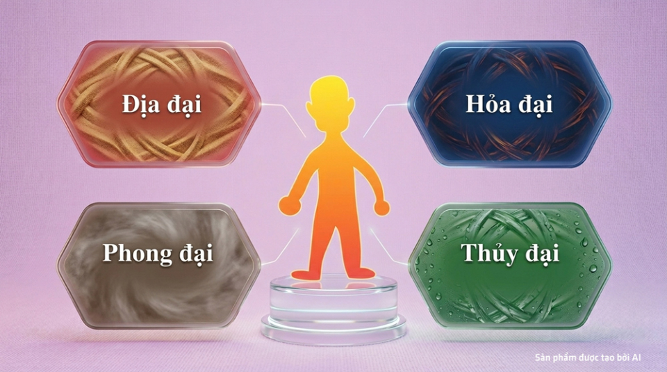 Tứ đại gồm địa đại, phong đại, thủy đại, hỏa đại (ảnh minh họa)