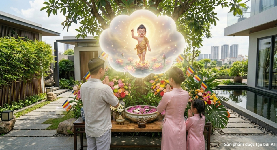 Nếu không có tượng Phật, chúng ta vẫn có thể thực hiện nghi thức dâng nước cúng dường tắm Phật (ảnh minh họa)