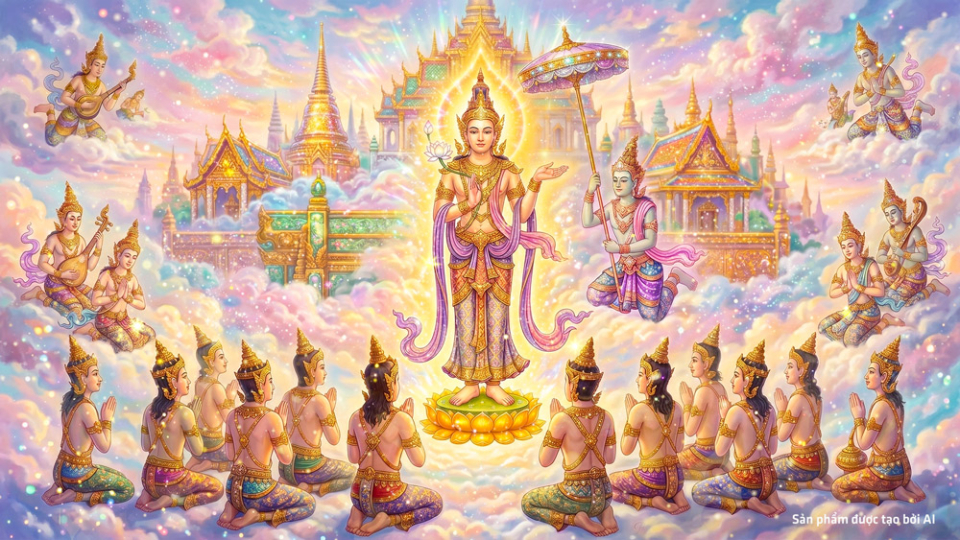 Bồ tát Hộ Minh là Bồ tát Nhất Sinh Bổ Xứ và là vị Thiên chủ của cõi trời Đâu Suất (ảnh minh họa)