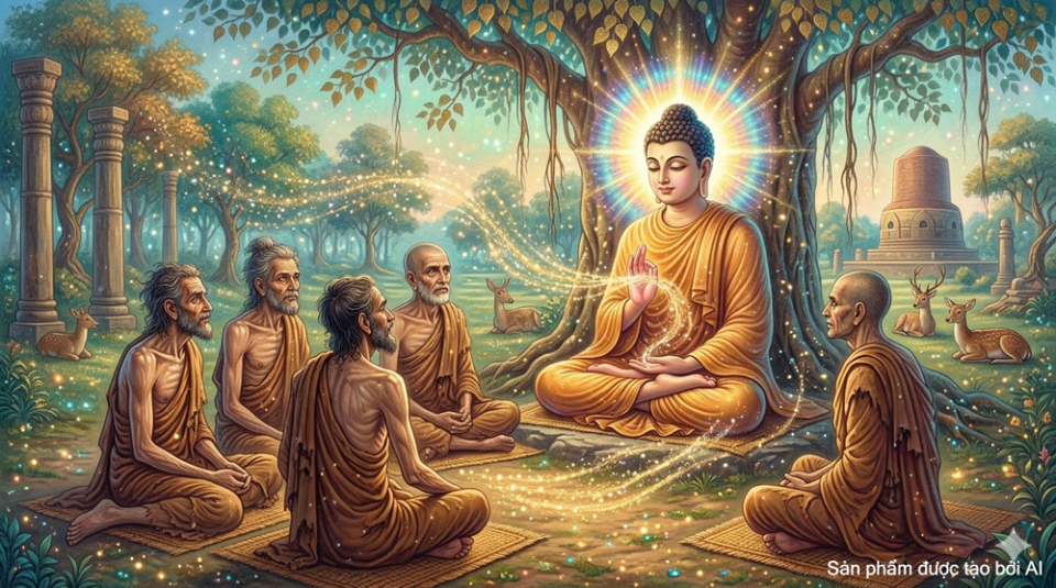 Oai đức của Phật nhiếp độ được năm anh em ông Kiều Trần Như (ảnh minh họa)