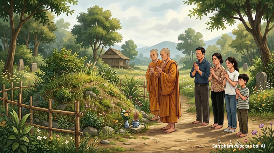 Chúng ta nên thỉnh chư Tăng đến để làm lễ khai thị cho hương linh, giúp họ giác ngộ, không chấp vào mồ mả (ảnh minh họa)