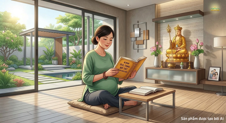 Mẹ bầu nên tụng kinh Phật để chuyển hóa bất thiện duyên với con cái nếu có (ảnh minh họa)