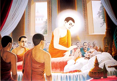Đức Phật độ cho vua cha Tịnh Phạn vào dòng Thánh quả A-na-hàm trước khi vua cha băng hà (ảnh minh họa)