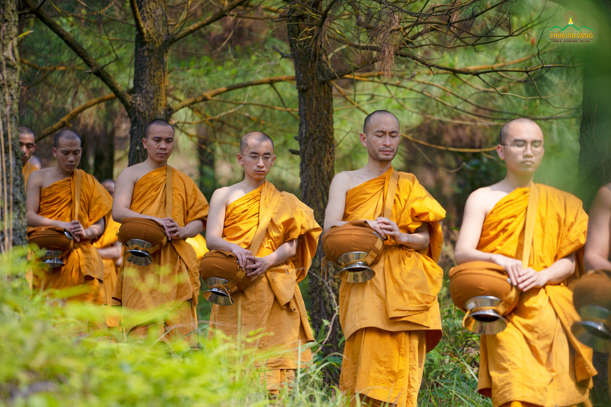 Với ba y, một bình bát, các Sư Sadi thực hành hạnh khất thực theo truyền thống của mười phương chư Phật