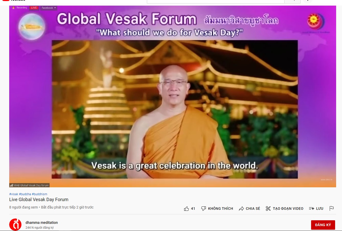 Thầy Thích Trúc Thái Minh chia sẻ về chủ đề “What should we do for Vesak day?” trong diễn đàn Vesak toàn cầu