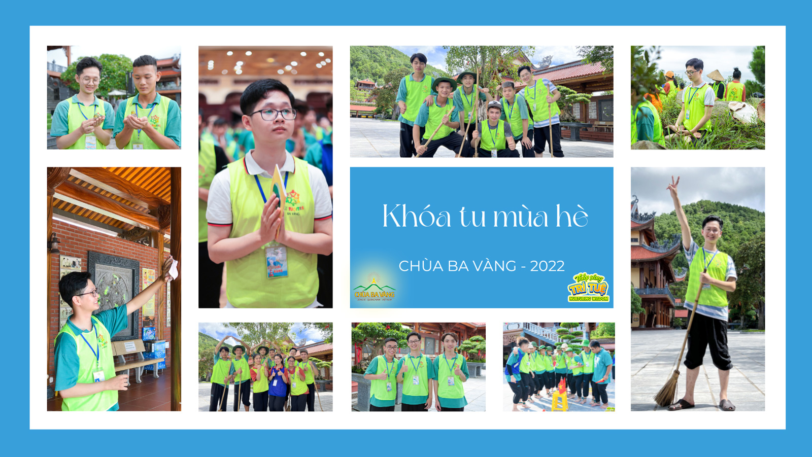 Huy và Hiệu tham gia các hoạt động trong Khóa tu mùa hè chùa Ba Vàng - 2022