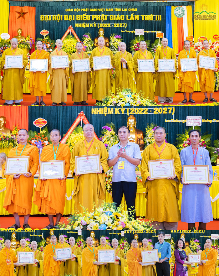 Chư Tăng chùa Ba Vàng đã vinh dự đón nhận nhiều bằng khen vì có những thành tích xuất sắc trong hoạt động Phật sự, hoạt động an sinh xã hội nhiệm kỳ 2017 - 2022 vừa qua