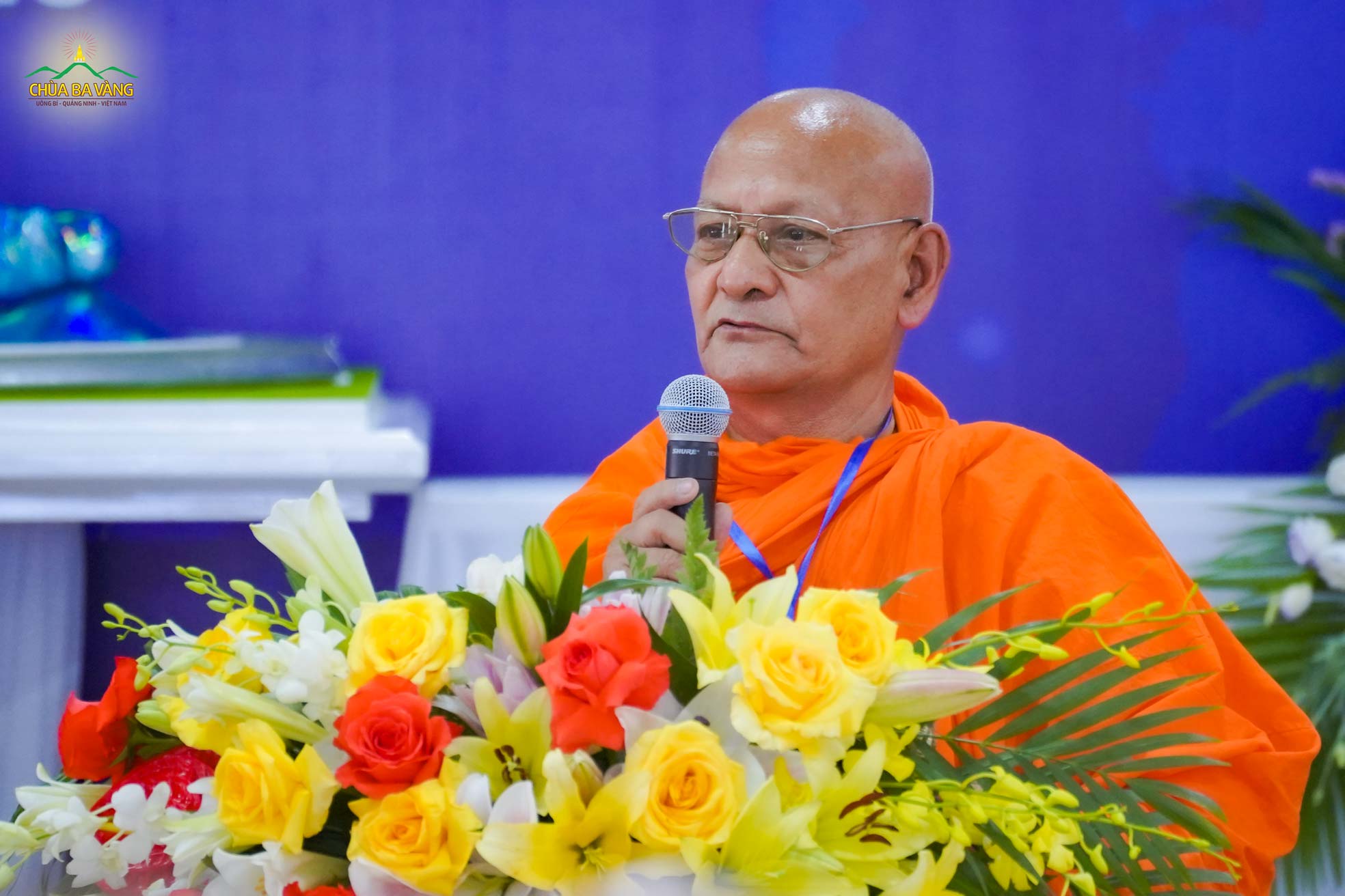 Hòa thượng Dhammasobhana Mahasthavir - Chủ tịch Hội đồng Trị sự TW Phật giáo Nepal phát biểu tại chương trình
