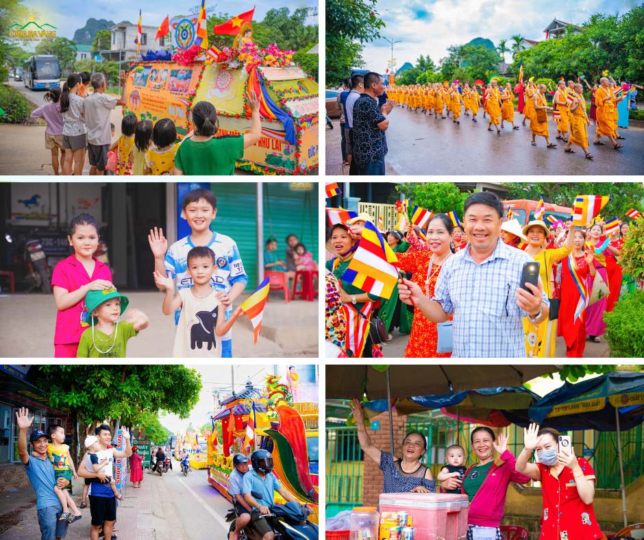 Niềm hân hoan của người dân quanh huyện Minh Hóa khi chứng kiến lễ diễu hành Phật đản