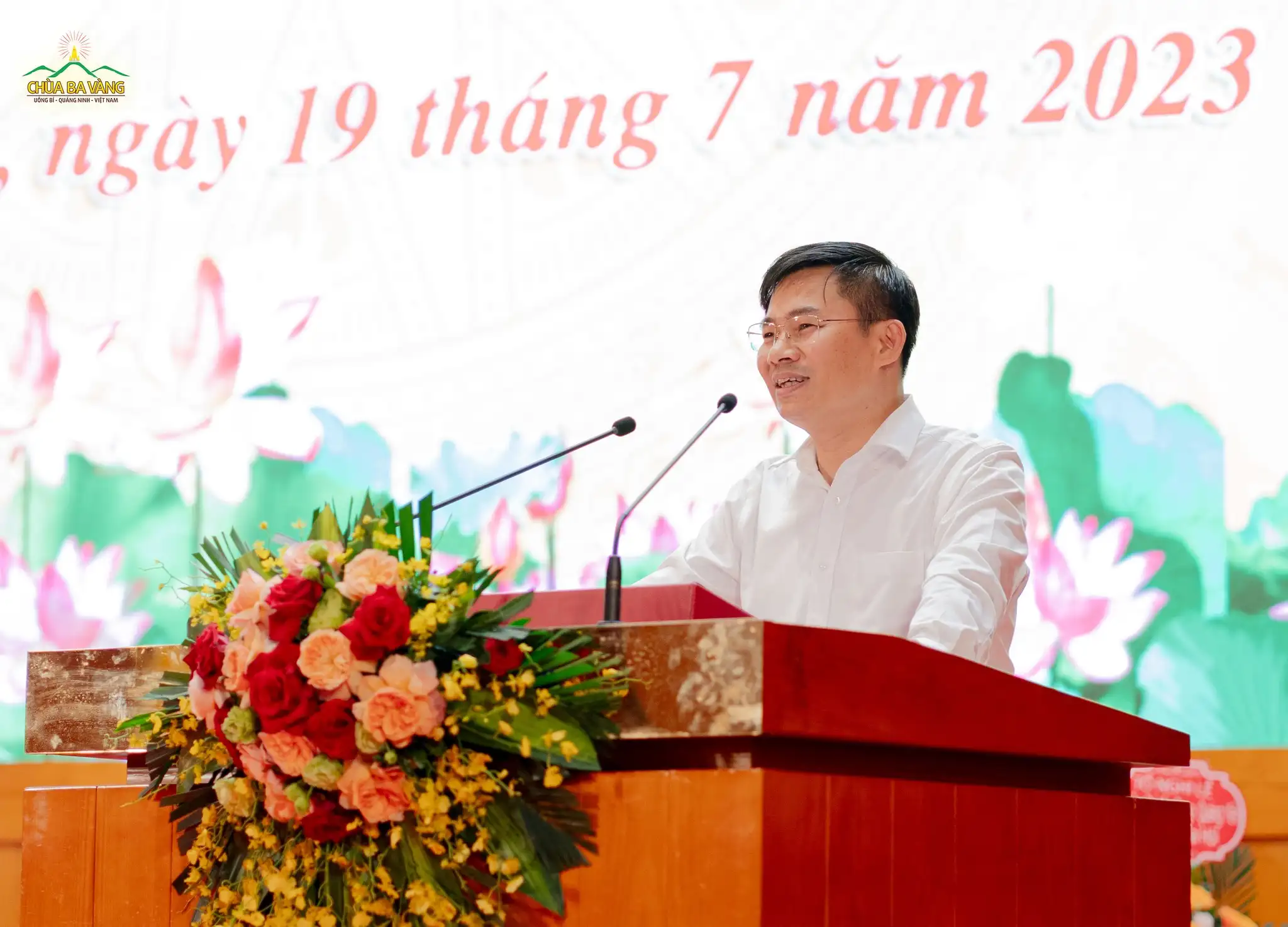 Ông Nguyễn Đăng Kiên - Trưởng ban Tôn giáo Sở Nội vụ tỉnh Quảng Ninh phát biểu tại hội nghị