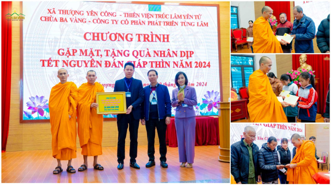 40 suất quà Tết trị giá 20 triệu đồng được chư Tăng chùa Ba Vàng trao tặng tới các gia đình khó khăn trên địa bàn xã Thượng Yên Công