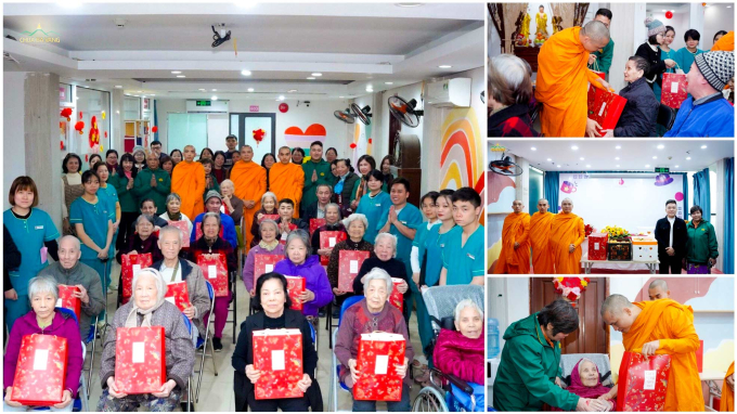 Chư Tăng, Phật tử chùa Ba Vàng trao tặng quà cho người cao tuổi tại Trung tâm dưỡng lão Diên Hồng, Hà Nội