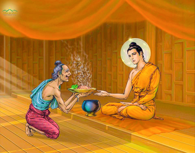 Ông thợ sắt Cunda dâng vật thực cúng dường Đức Phật