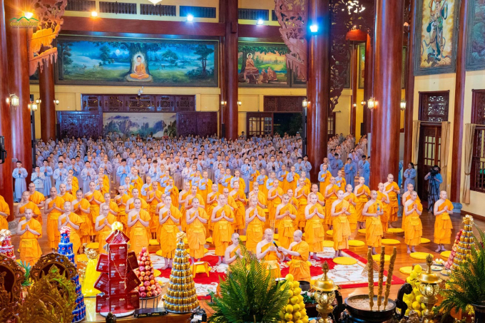 Lễ khai đàn Ngũ Bách Danh chùa Ba Vàng diễn ra trong không khí trang nghiêm tại ngôi Chính Điện (Hình ảnh năm 2023)