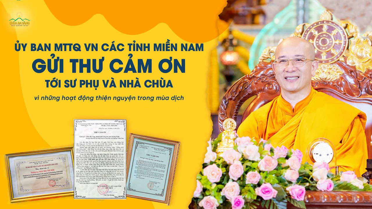 Những lá thư từ miền Nam đã gửi tới Sư Phụ Thích Trúc Thái Minh và chùa Ba Vàng để cảm ơn các hoạt động thiện nguyện của chư Tăng Ni, Phật tử bổn tự trong thời gian qua