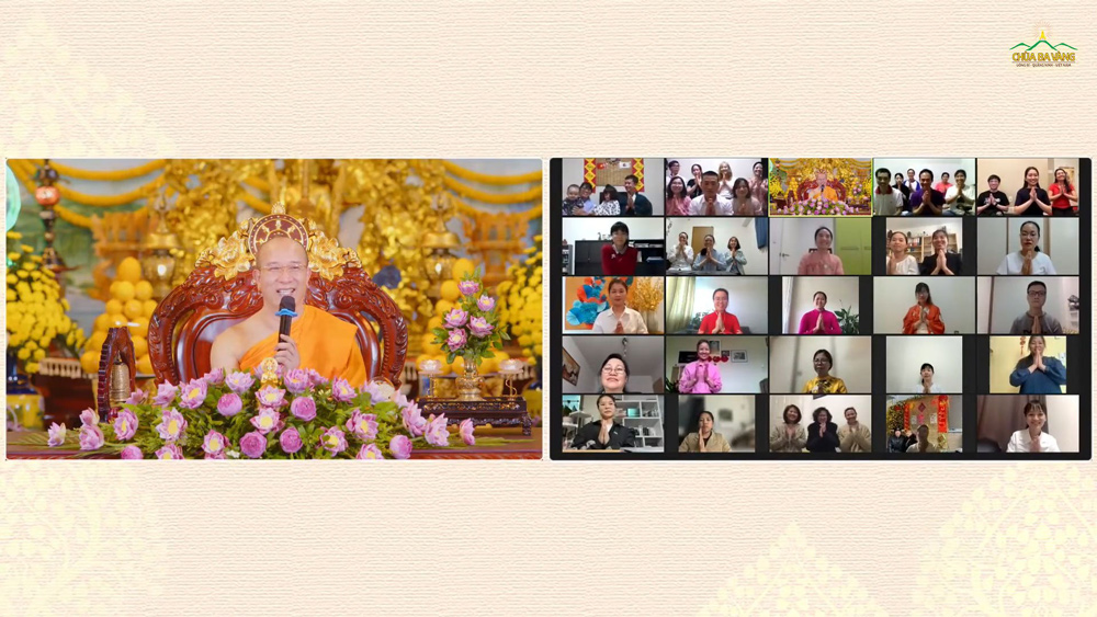 Phật tử trong các đạo tràng Phật tử xa xứ từ nhiều quốc gia và vùng lãnh thổ khác nhau đã sắp xếp thời gian để cùng tham gia chương trình trực tuyến qua ứng dụng Zoom