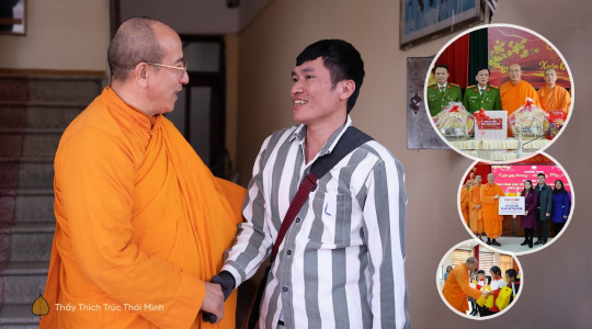 Thầy Thích Trúc Thái Minh tặng quà Tết cho Trại giam Lán 14 và người dân Hạ Long
