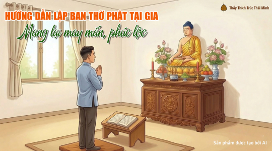 Bàn thờ Phật tại gia đơn giản: Hướng dẫn bài trí đúng, được phúc lành